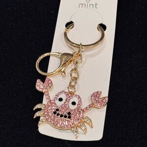 Mint Gold and Ping Sparkling Crab Keychain